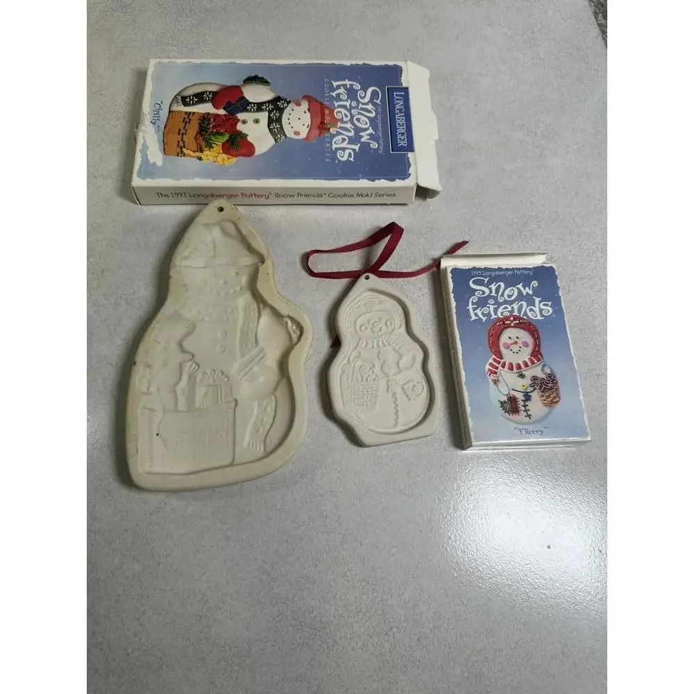 VTG Longaberger Snow Friends Cookie Mold Set Chilly & Flurry 1997–1999